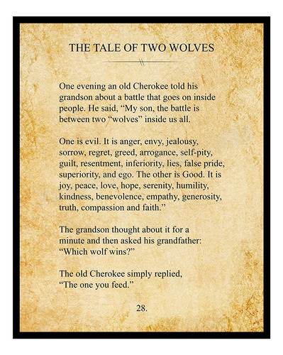  The Tale Of Two Wolves  Cherokee Indian Tale-vintage Book P