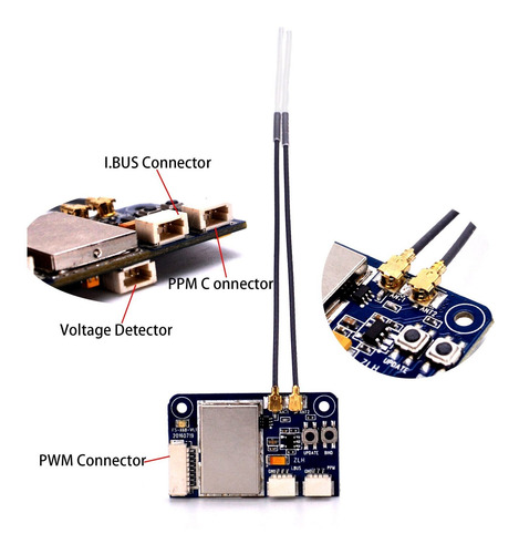 Imagen 6 de 10 de Fpvking Flysky Fs-x6b Receptor 6 Ch 2.4g I-bus Ppm Pwm Receptor Para Afhds I10 I6s I6 I6x I4x Transmisor Con Correa De B