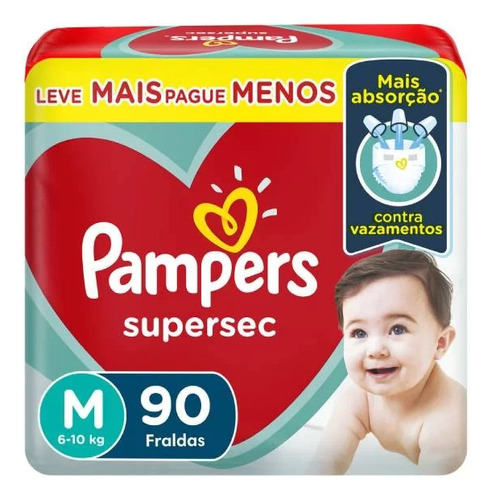 Pañales Pampers Supersec M C/ 90 Unidades