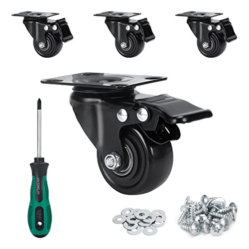 2 Inch Caster Wheels, Heavy Duty Casters No Noise No Ma...