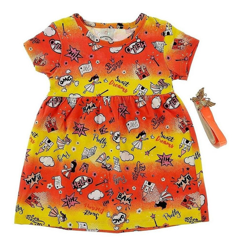 Imagem 8 de 9 de Vestido Infantil Feminino Manga Curta Confortavel Cotton