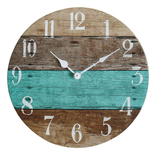 Nikky Home Reloj De Pared Redondo De Madera Costera Rúst