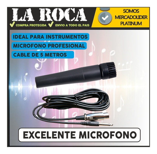 Imagen 5 de 10 de Microfono Dinamico Parquer Sn57 + Funda + Cable Tipo Sm57