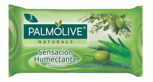 Jabón en barra Palmolive Naturals Oliva y Aloe 125 g 3 u pack x 3