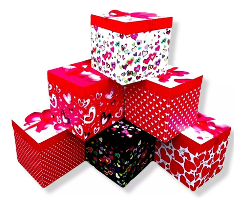 Pack12 Cajas +globos +varillas San Valentín Dia Amor Amistad