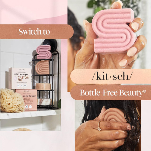 Shampoo E Condicionador Bar Kitsch Óleo De Rícino Para O Cre