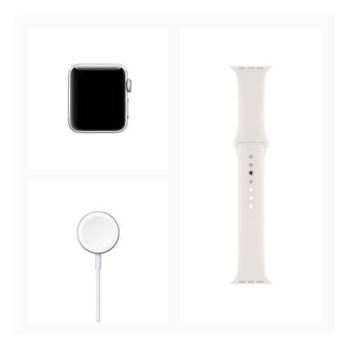 Imagen 6 de 6 de Apple Watch Series 3 (GPS) - Caja de aluminio plata de 38 mm - Correa deportiva blanco