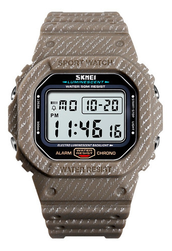 Reloj Hombre Skmei 1471 Sumergible Digital Alarma Cronometro Color de la malla Kaqui/Blanco Color del fondo Blanco