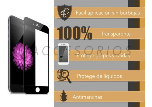 Imagen 3 de 10 de Film Glass Vidrio Templado iPhone 7 7+ 8 8plus 3d Full Curvo