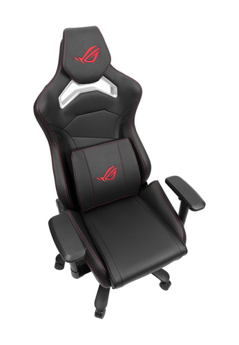 Silla de escritorio Asus ROG Chariot Core gamer ergonómica negra con tapizado de cuero sintético