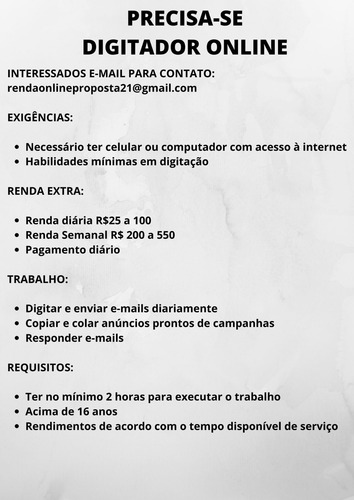 Imagem 1 de 1 de Precisa-se Digitador Online