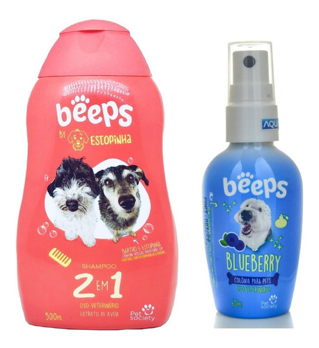 Kit Shampoo Beeps Estopinha 2x1 500ml+colônia Blueberry 60ml