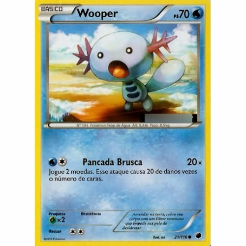Wooper - Pokémon Água Comum - 21/116 - Pokemon Card Game