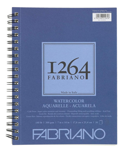 Fabriano 1264 Cuaderno Acuarela Dibujo 18x25 Cms 300 Gsm 30h