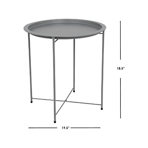 Mesa Auxiliar Redonda Plegable De Metal Multiusos, Colo...