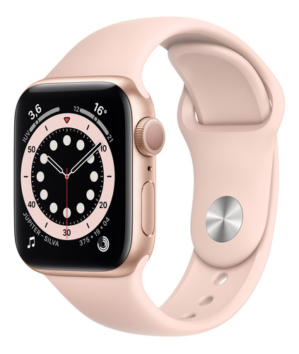Apple Watch  Series 6 (GPS) - Caixa de alumínio dourado de 40 mm - Pulseira esportiva rosa-areia