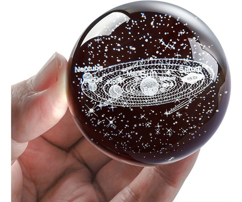 Bola De Cristal Del Sistema Solar Grabada Con Láser 3d 70 Mm