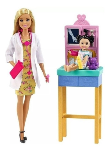 Imagem 1 de 8 de Barbie Profissões Médica Pediatra C/ Bebê Mattel Ms Sj