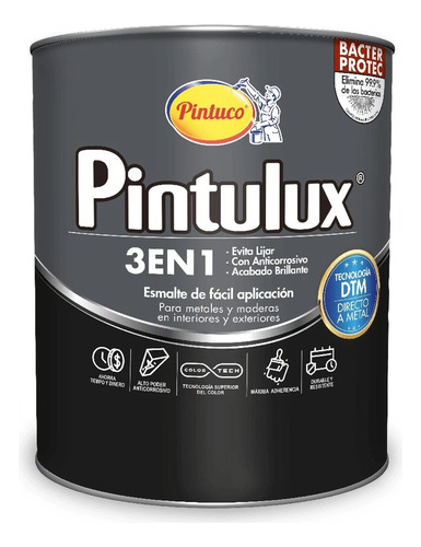 Pintura Esmalte Pintulux Teu Negro 95 1 Gal Pintuco