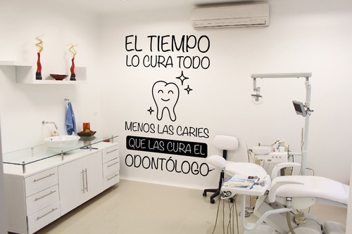 Vinilo Decorativo Flor Dentista Caries Tiempo Odontologo