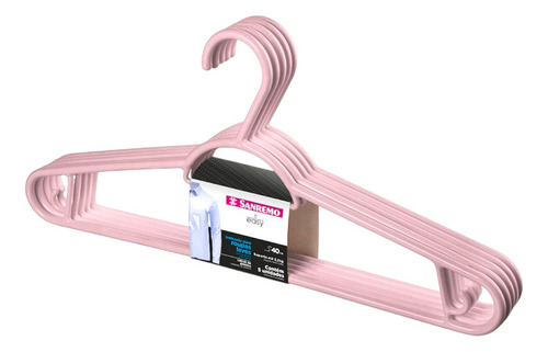 05 Kit C/5 Cabide Plastico Sanremo Cor Rosa Total 25unidades