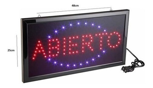 Letrero Luminoso De Abierto Led 25cm X 48cm Para Comercios