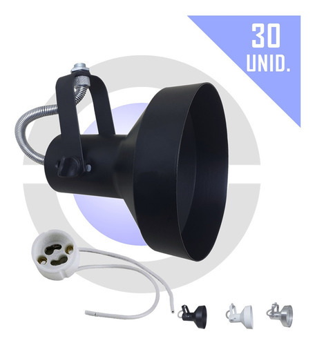 Spot P/ Perfilado Trilho P/ Lampadas Ar111 Led Kit 30unid Cor Preto 110V/220V