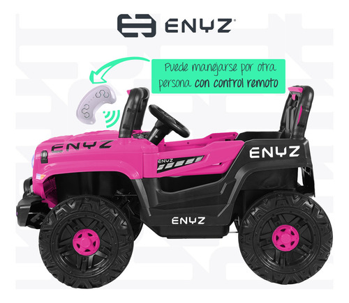 Camioneta Jeep Montable Para Niña Niño Eléctrico Carro Todo Terreno Con Control Remoto Bcx-6 Rosa Chita Enyz Luces Frontales Con Multi Led Música Bluetooth Edades De 1 A 4 Años