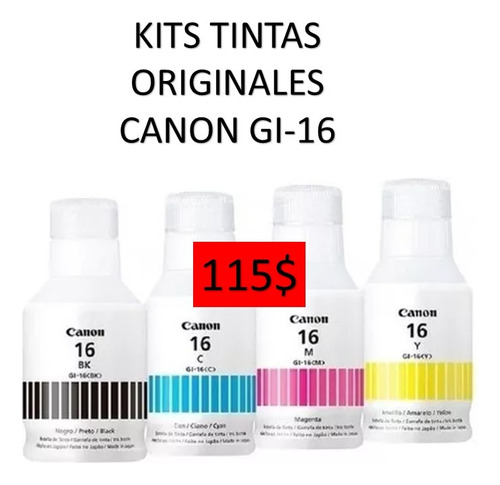 Combo De 4 Tintas Canon Originales Gl-16 Gx6010 Gx7010