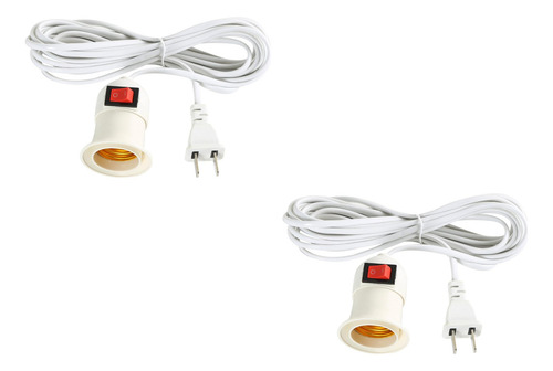 2 Cable Extensión Lampara 7metros Socket Interruptor Enchufe