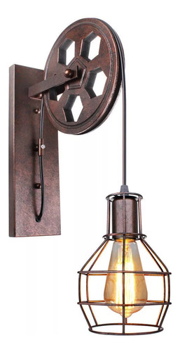 Lámpara De Pared Rústica Polea Vintage Industrial E27.
