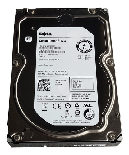 Disco Duro Dell De 4tb Sas 529fg De 3.5 In