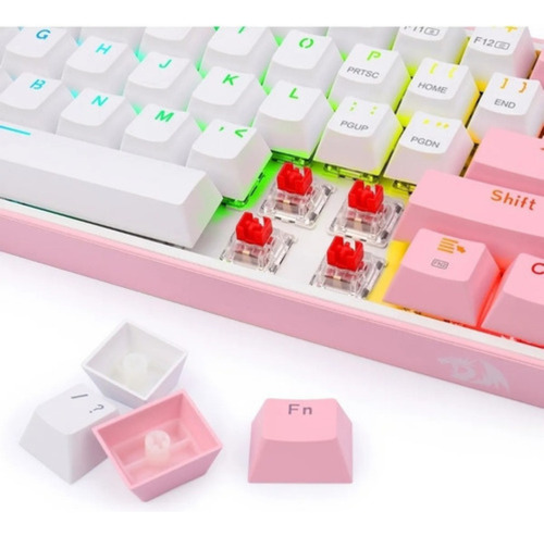 Imagen 3 de 5 de Outlet Teclado Redragon Fizz Pro White/pink K616rgb Sw Red