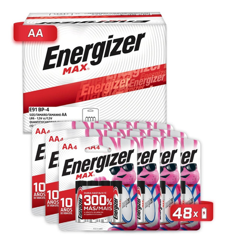 Pila Energizer Max Aa Alcalina Blister 48 Unidades