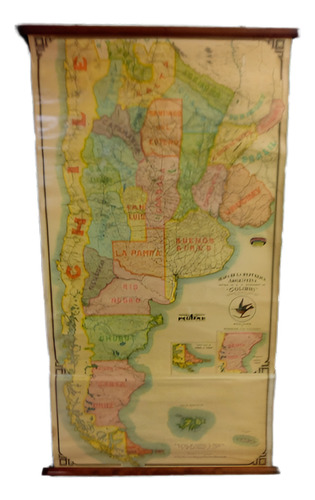 Antiguo Gran Mapa Republica Argentina. 1937 Anilinas Colibri