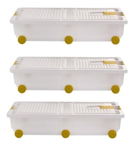 Caja Organizadora Plastica Ruedas Bajo Cama Herramientas X 3