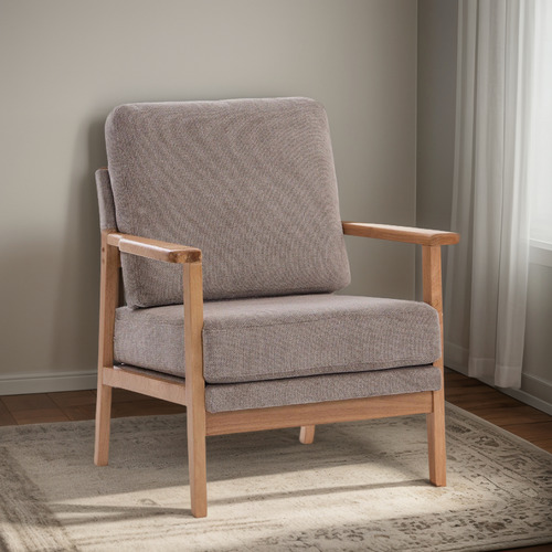Sillón Haru Tela Chenille Importado Taupe Chenille