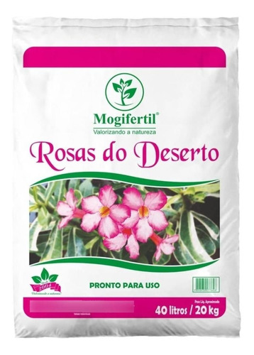 Substrato 40 Litros Para Rosa Do Deserto Terra Vegetal 20kg