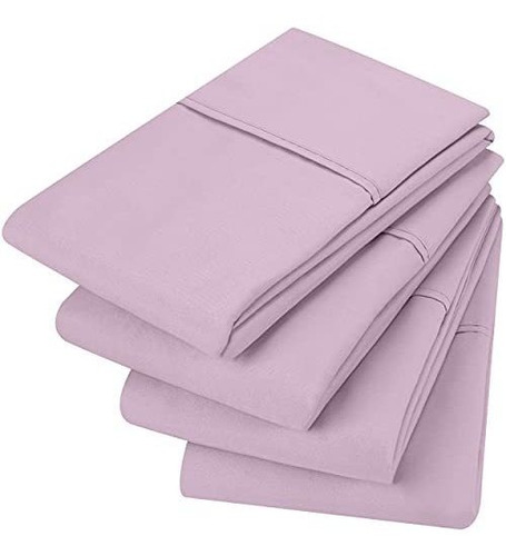 Fundas De Almohada Paquete De 4pzs Tamaño King Color Lavand