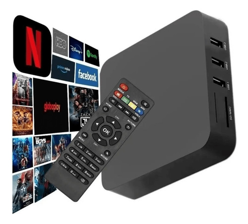 Aparelho Adaptador Smart Tv Box Transforme Sua Tv Em Smart C Preto Padrão
