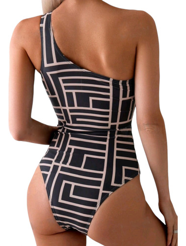 Traje De Baño Completo Estampado Líneas