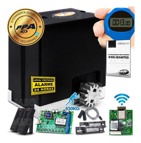 Kit Motor Ppa Dz Hub Wifi 2 Control Portão Eletrônico 450kg