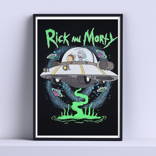 Cuadro Rick Y Morty Nave Decorativo 30x40cm Con Vidrio
