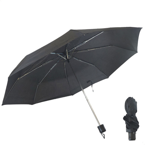 Imagen 2 de 8 de Paraguas Corto Negro Lluvia Viento 90 Cm Mini Extensible