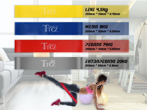 Kit 4 Elásticos Treino Mini Banda Ttcz Fitness Exercício Cor Preto