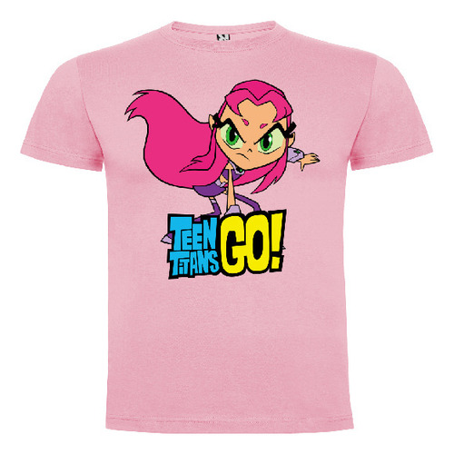 Polera Color Algodón 100% Niñas Starfire Titanes