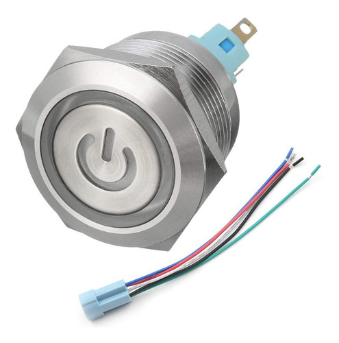 Boton Pulsador Metal Con Retencion Con Zocalo 16mm Led 12v