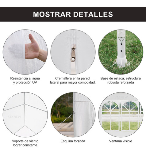 Toldo Carpa Reforzado 3x6 Metros Stanew Blanco Eventos 6x3
