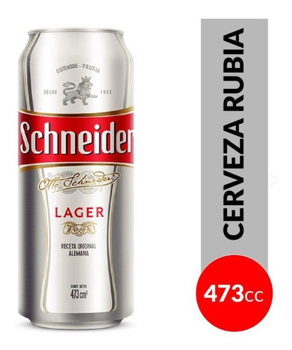 Cerveza Schneider Rubia Lata 473 Ml X 12 Unidades