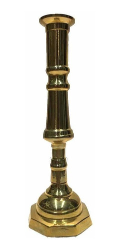 Imagen 1 de 1 de Candelero De Bronce 21cm Modelo Torneado